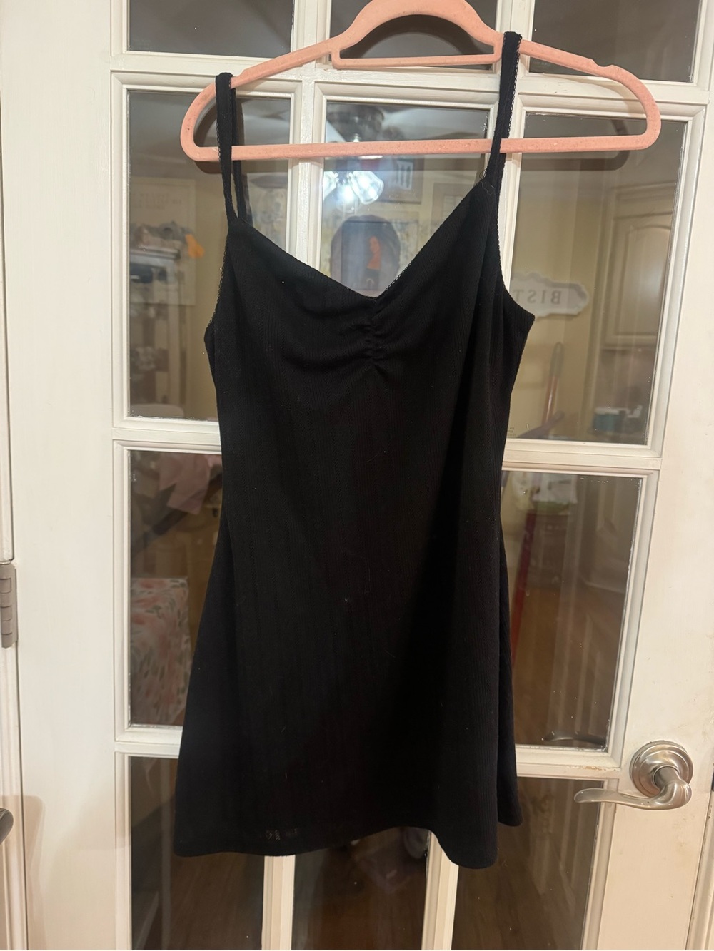 White Fox Simple Black Ribbed Cami Dress